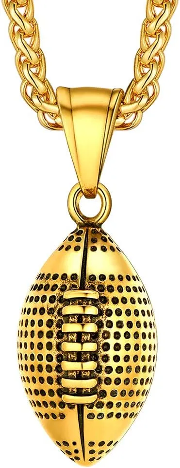 PROSTEEL 316L Stainless Steel 3D Football/Basketball/Volleyball/Baseball/Rugby Ball Cool Necklaces for Men, Sports Players Favors Jewelry, 22inch, Come with Box