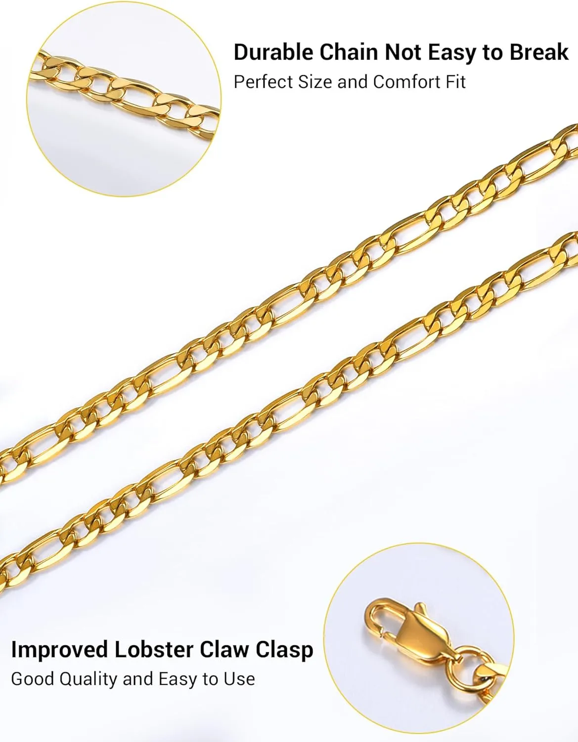 PROSTEEL 316L Stainless Steel Bracelet For Men, Stylish Figaro Chain, W:6mm-13mm, L:7.5"/8.3"/9", Hypoallergenic Jewelry, Black/Gold/Silver Tone, Come with Box