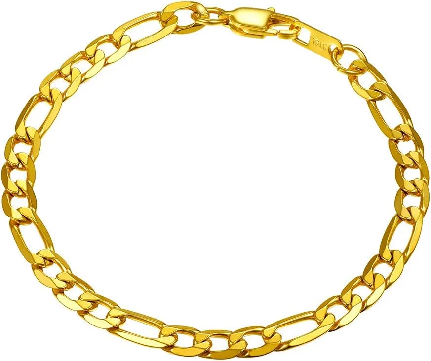 PROSTEEL 316L Stainless Steel Bracelet For Men, Stylish Figaro Chain, W:6mm-13mm, L:7.5"/8.3"/9", Hypoallergenic Jewelry, Black/Gold/Silver Tone, Come with Box