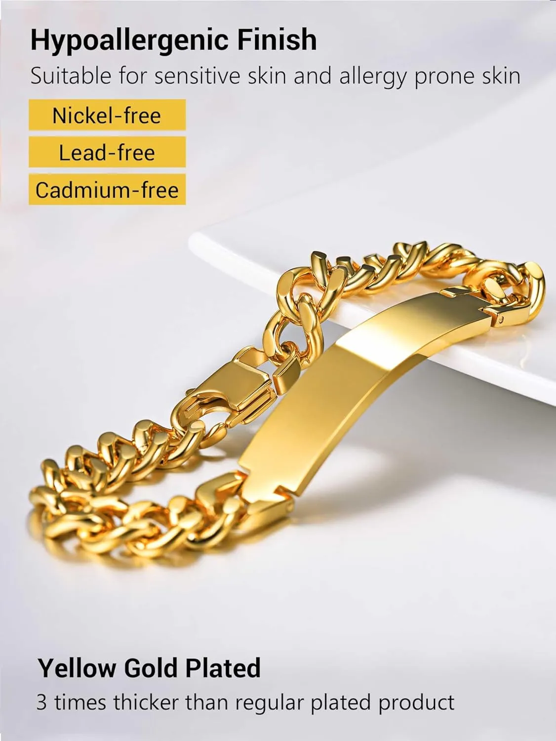 PROSTEEL Custom Bracelets for Men Women, Name Date Initial Quote Engraved Personalized Bracelet, Stainless Steel ID Bracelets, 7.5"/8.3"/9", Come with Box