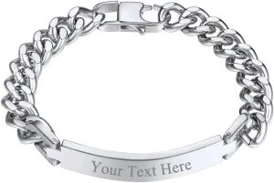 PROSTEEL Custom Bracelets for Men Women, Name Date Initial Quote Engraved Personalized Bracelet, Stainless Steel ID Bracelets, 7.5"/8.3"/9", Come with Box