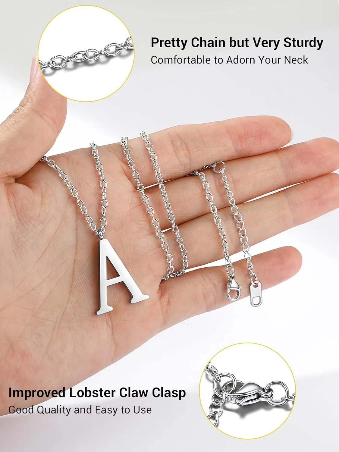 PROSTEEL Initial Necklaces for Women Trendy, Gold Plated/Black 316 Stainless Steel A-Z Letter Necklace, Name Jewelry, 20"-22" Adjustable, Come with Box