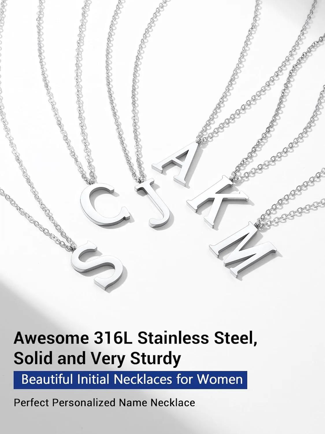 PROSTEEL Initial Necklaces for Women Trendy, Gold Plated/Black 316 Stainless Steel A-Z Letter Necklace, Name Jewelry, 20"-22" Adjustable, Come with Box