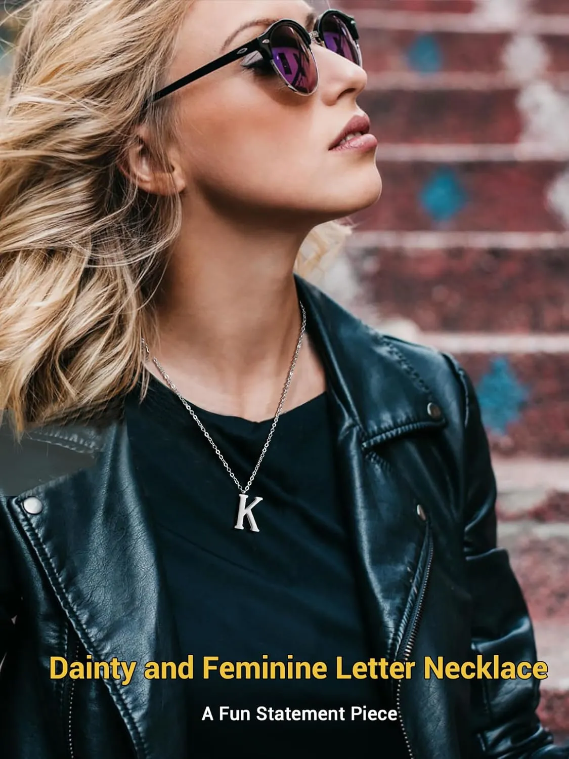 PROSTEEL Initial Necklaces for Women Trendy, Gold Plated/Black 316 Stainless Steel A-Z Letter Necklace, Name Jewelry, 20"-22" Adjustable, Come with Box