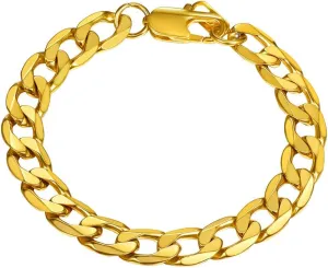 PROSTEEL Mens Cuban Link Bracelet, Black/18K Gold 316L Stainless Steel Cuban Chain Bracelet Hip Hop Jewelry, W: 6mm/9mm/13mm, L: 7.5"/8.3"/9", Come with Box