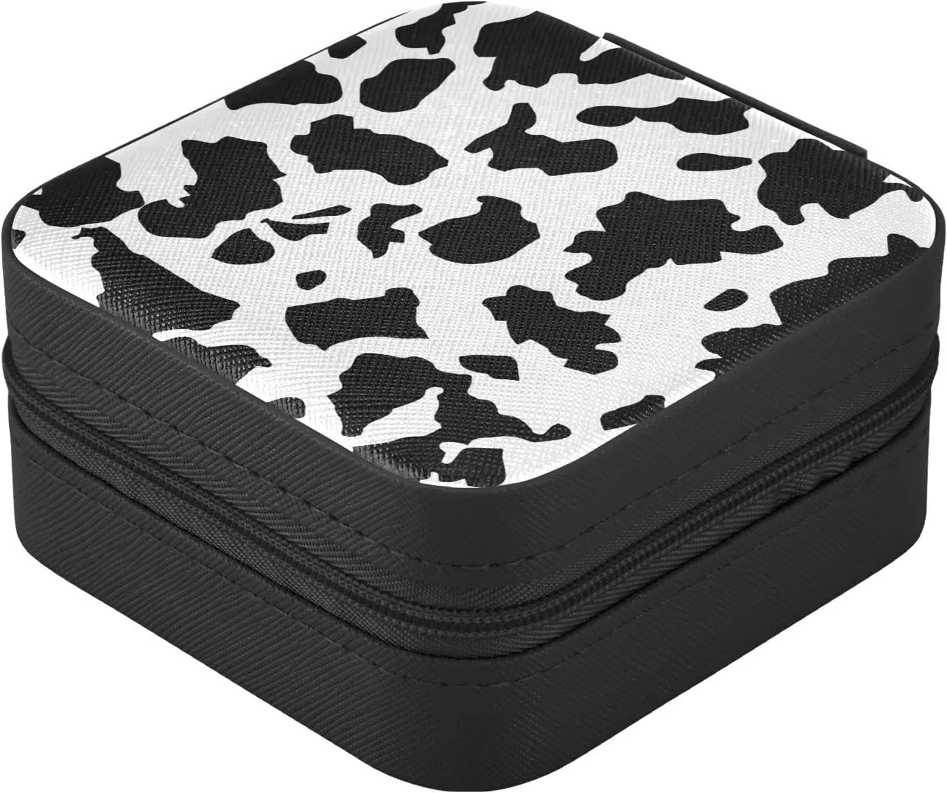 PU Leather Small Jewelry Box Cow Print Travel Portable Jewelry Organizer Case Storage Gift for Women Girls Ring, Pendant, Earring, Necklace, Bracelet