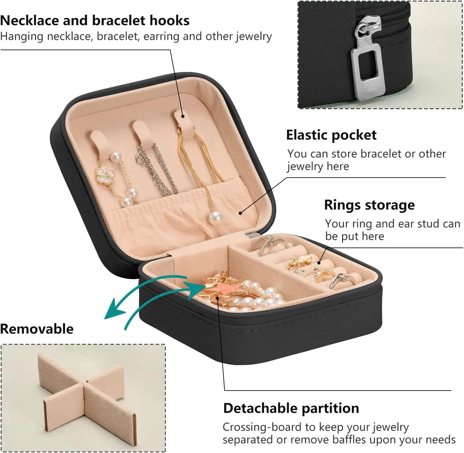 PU Leather Small Jewelry Box Pink Cow Print Travel Portable Jewelry Organizer Case Storage Gift for Women Girls Ring, Pendant, Earring, Necklace, Bracelet