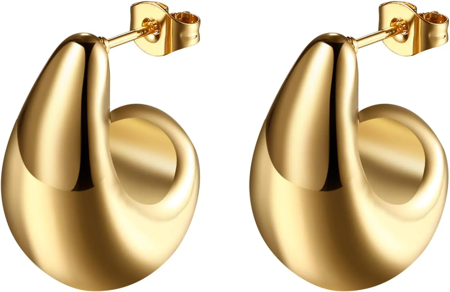 Punk Chunky Gold Hoop Earrings for Women: Gold Plated Geometric Open Twisted Hoops Thick Earrings Jewelry Christmas Gifts