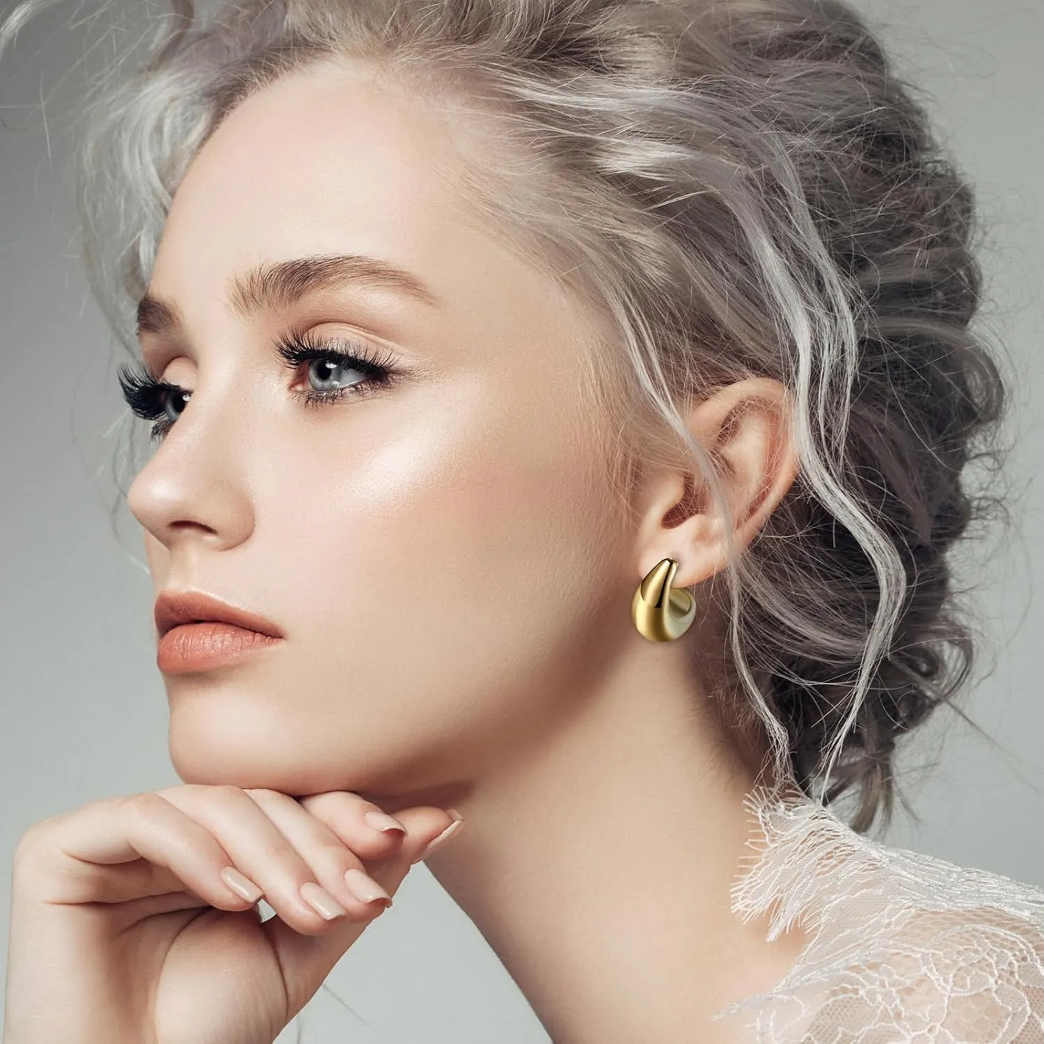 Punk Chunky Gold Hoop Earrings for Women: Gold Plated Geometric Open Twisted Hoops Thick Earrings Jewelry Christmas Gifts