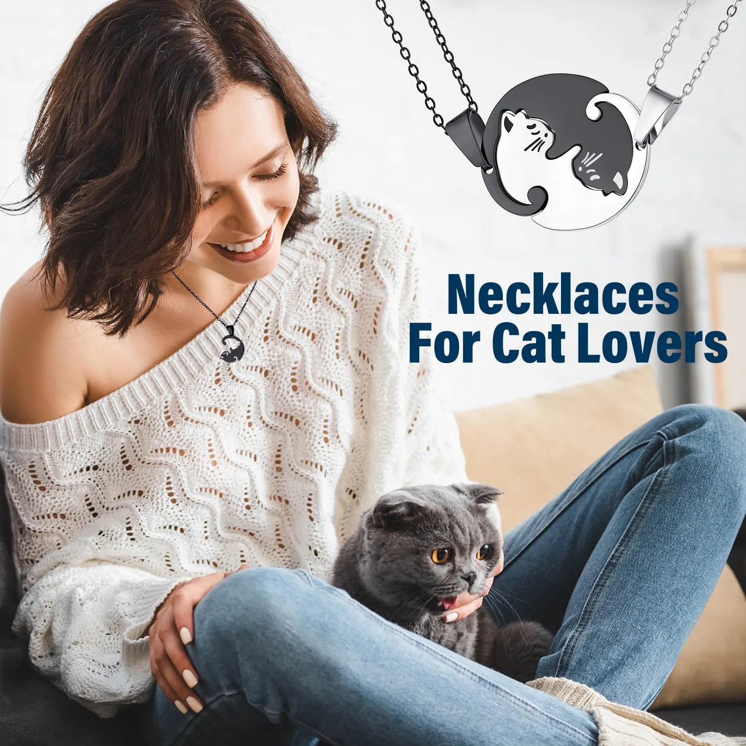 Punk Necklaces, Stainless Steel Leaf/Razor Blade/Dagger/Knife/Cat/Plug Pendant, Hip Hop Necklace Gifts for Cool Men Women