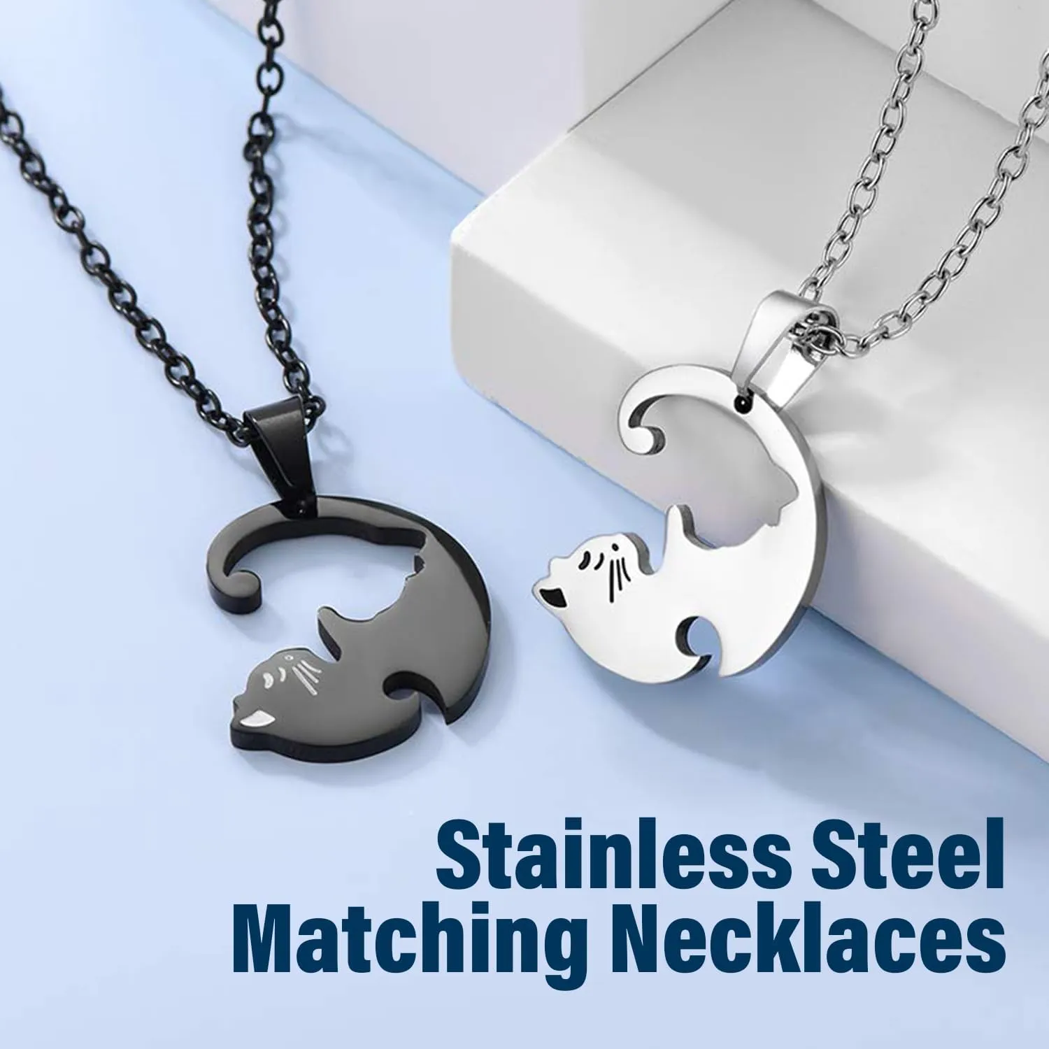 Punk Necklaces, Stainless Steel Leaf/Razor Blade/Dagger/Knife/Cat/Plug Pendant, Hip Hop Necklace Gifts for Cool Men Women