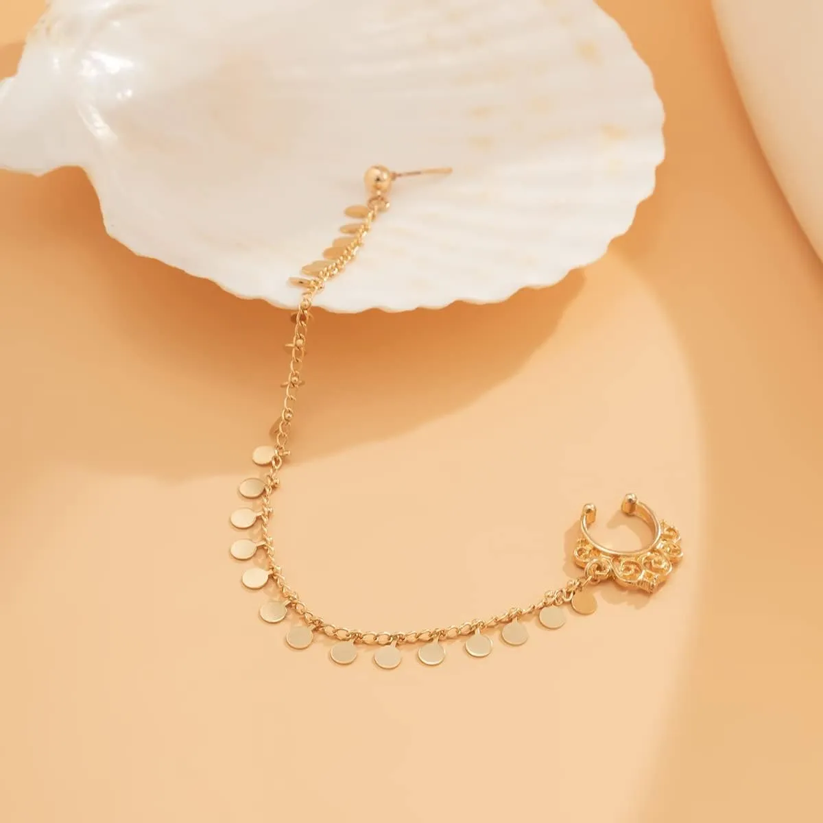 Punk Nose to Ear Chain Non Piercing Fake Septum Rings Indian Belly Dance Nose Nail Ring Hoops for Women