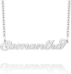 Q&Locket 925 Sterling Silver Classic Personalized Custom Name Necklace Script Initial Nameplate Necklaces Gifts for Womens SAMANTHA
