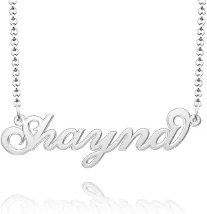 Q&Locket 925 Sterling Silver Classic Personalized Custom Name Necklace Script Initial Nameplate Necklaces Gifts for Womens SHAYNA