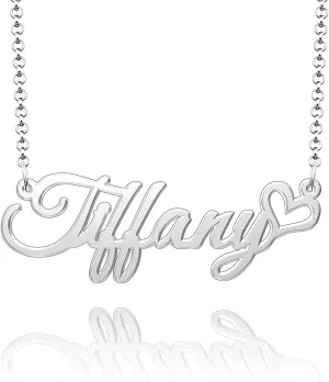 Q&Locket Name Necklace 316L Stainless Steel Initial Alphabet Heart Love Personalized Nameplate Classic Personal Custom Made Customized Gift for Women MenTiffany