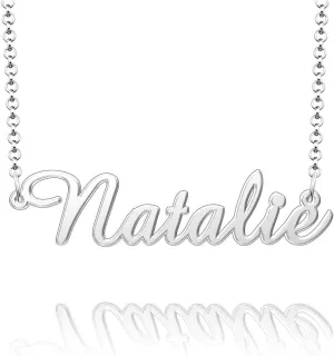 Q&Locket Personalized Custom Name Necklace 925 Sterling Silver Classic Script Initial Nameplate Necklaces Gifts for Womens