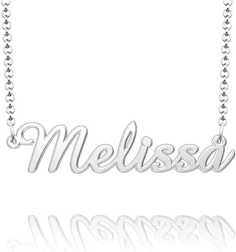Q&Locket Personalized Custom Name Necklace 925 Sterling Silver Classic Script Initial Nameplate Necklaces Gifts for Womens