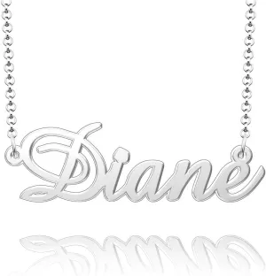 Q&Locket Personalized Custom Name Necklace 925 Sterling Silver Classic Script Initial Nameplate Necklaces Gifts for Womens