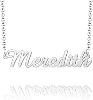 Q&Locket Personalized Custom Name Necklace 925 Sterling Silver Classic Script Initial Nameplate Necklaces Gifts for Womens