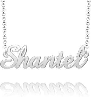 Q&Locket Personalized Custom Name Necklace 925 Sterling Silver Classic Script Initial Nameplate Necklaces Gifts for Womens