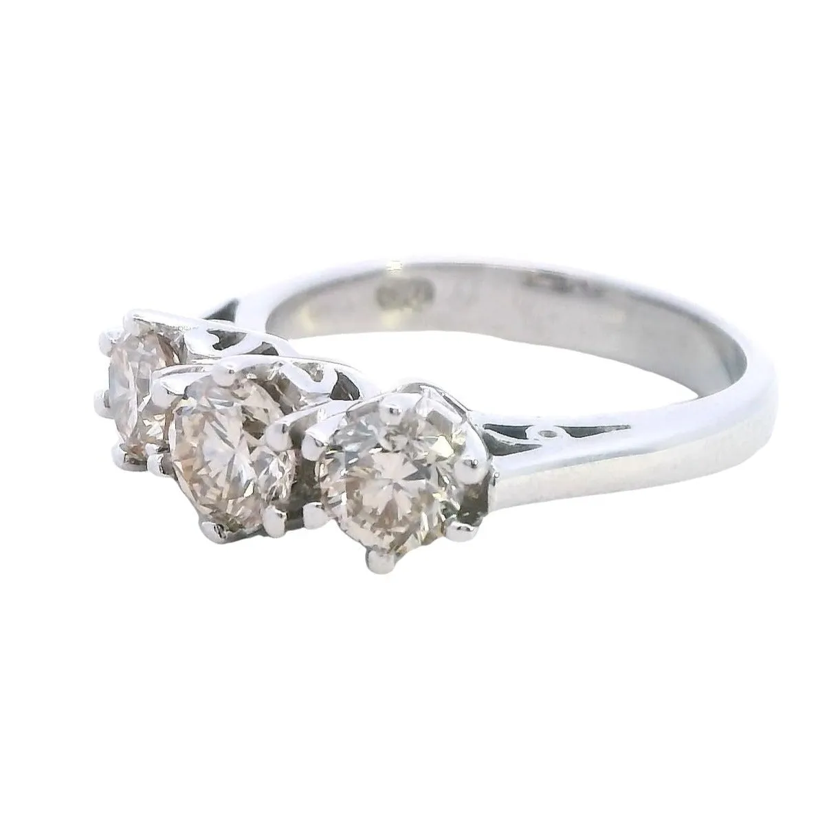 "Radiant Elegance: Exquisite 18ct White Gold Diamond Trilogy Ring"