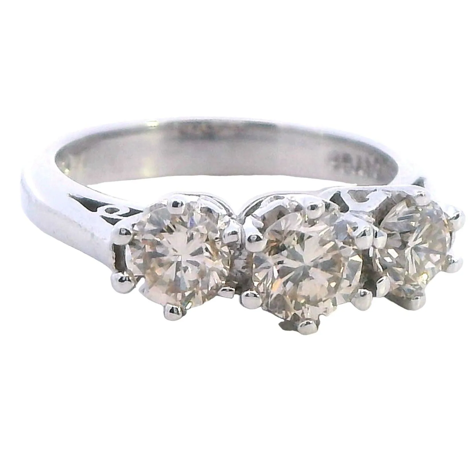"Radiant Elegance: Exquisite 18ct White Gold Diamond Trilogy Ring"