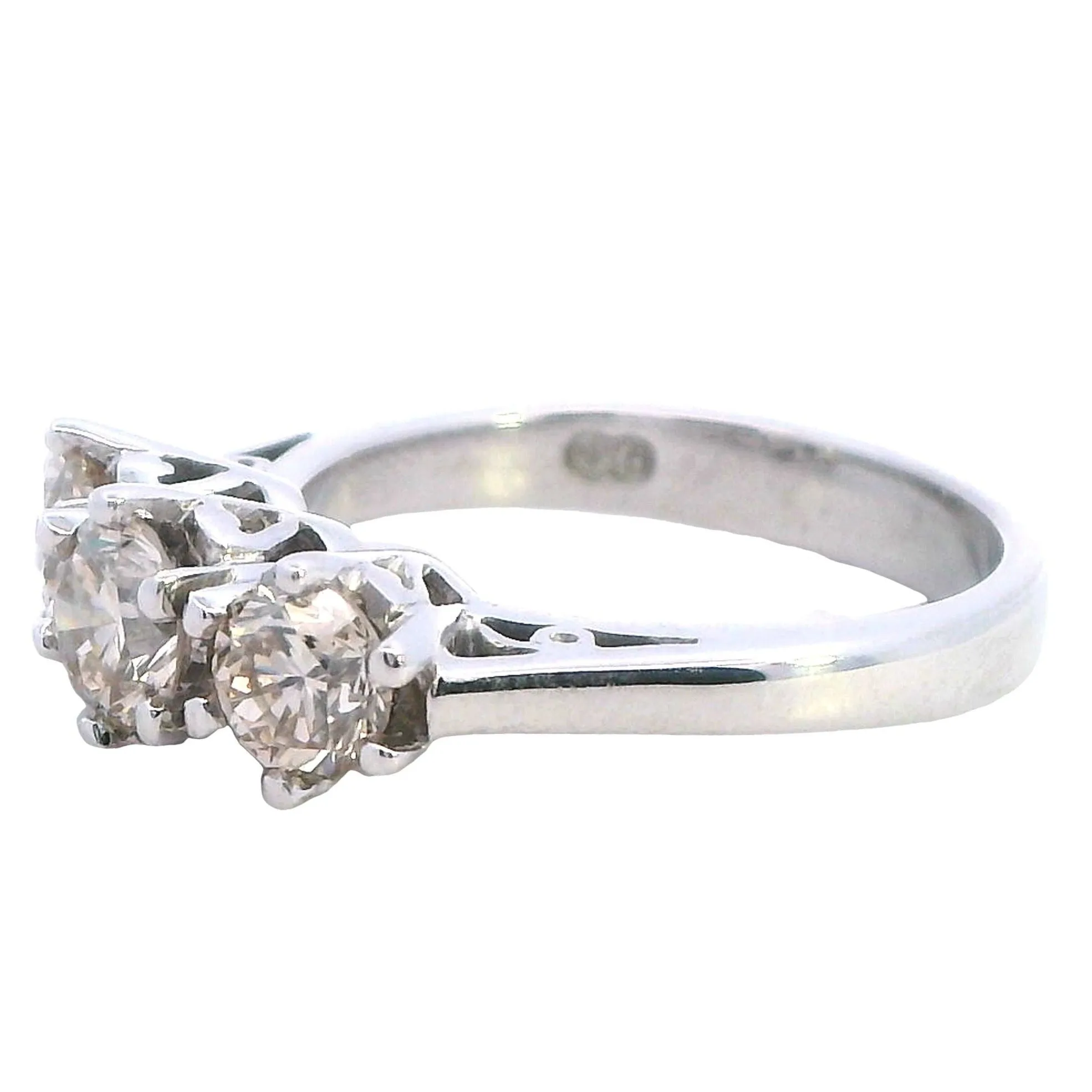 "Radiant Elegance: Exquisite 18ct White Gold Diamond Trilogy Ring"