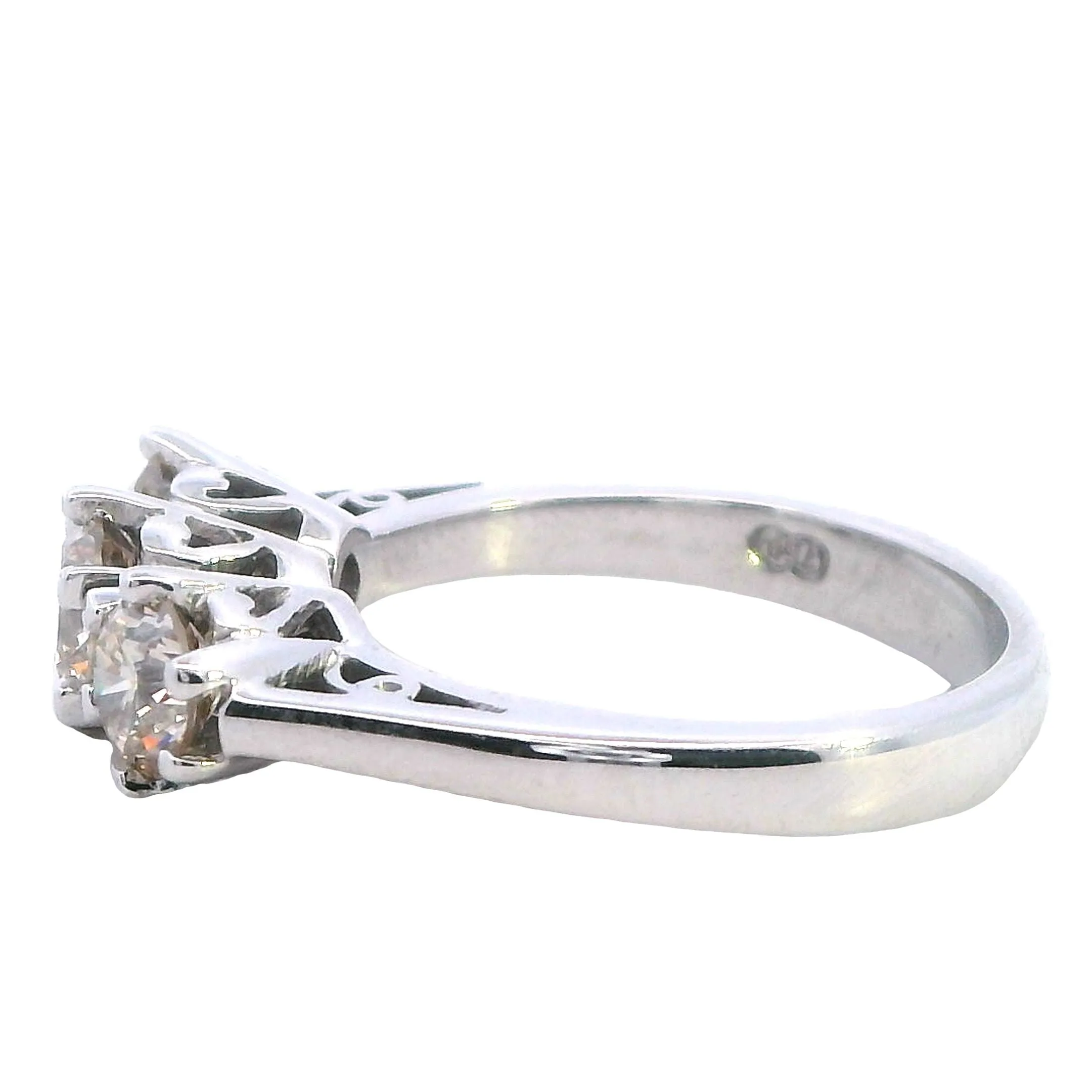 "Radiant Elegance: Exquisite 18ct White Gold Diamond Trilogy Ring"