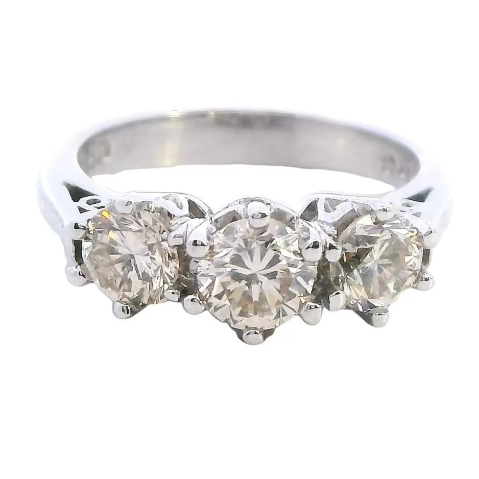 "Radiant Elegance: Exquisite 18ct White Gold Diamond Trilogy Ring"