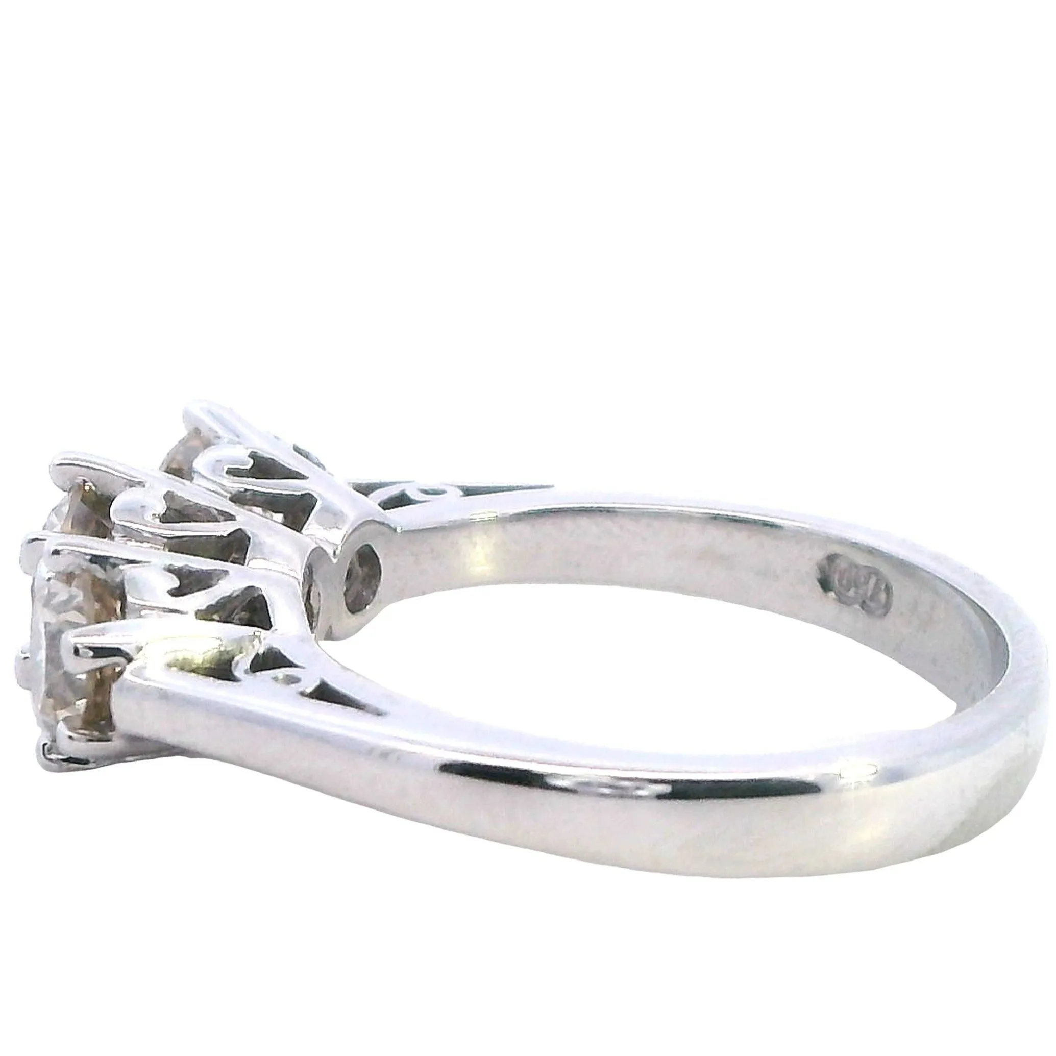 "Radiant Elegance: Exquisite 18ct White Gold Diamond Trilogy Ring"
