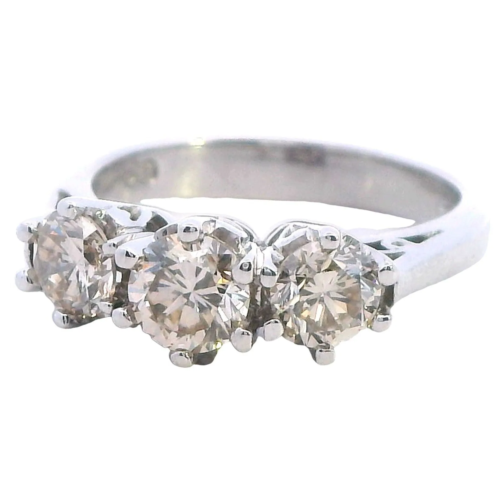 "Radiant Elegance: Exquisite 18ct White Gold Diamond Trilogy Ring"