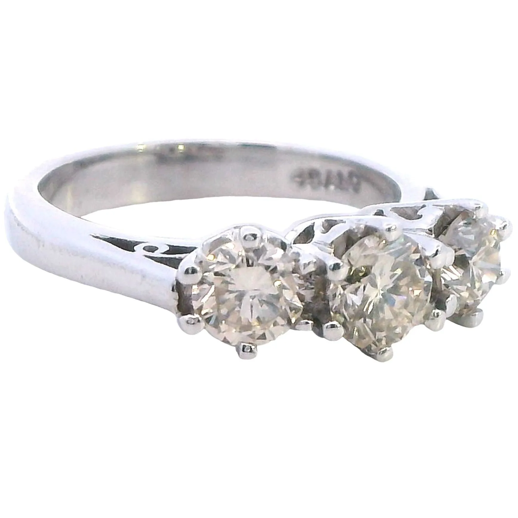 "Radiant Elegance: Exquisite 18ct White Gold Diamond Trilogy Ring"