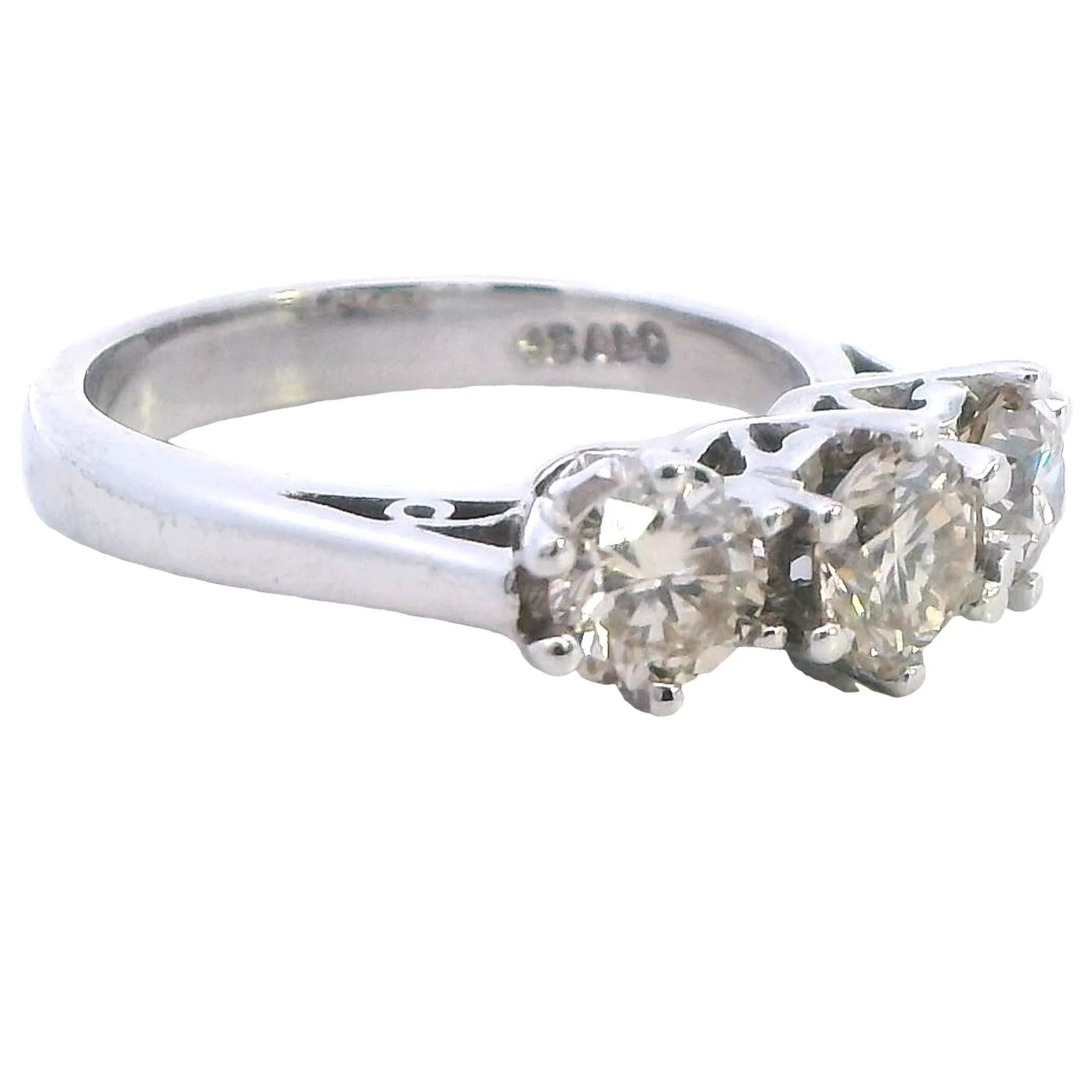 "Radiant Elegance: Exquisite 18ct White Gold Diamond Trilogy Ring"