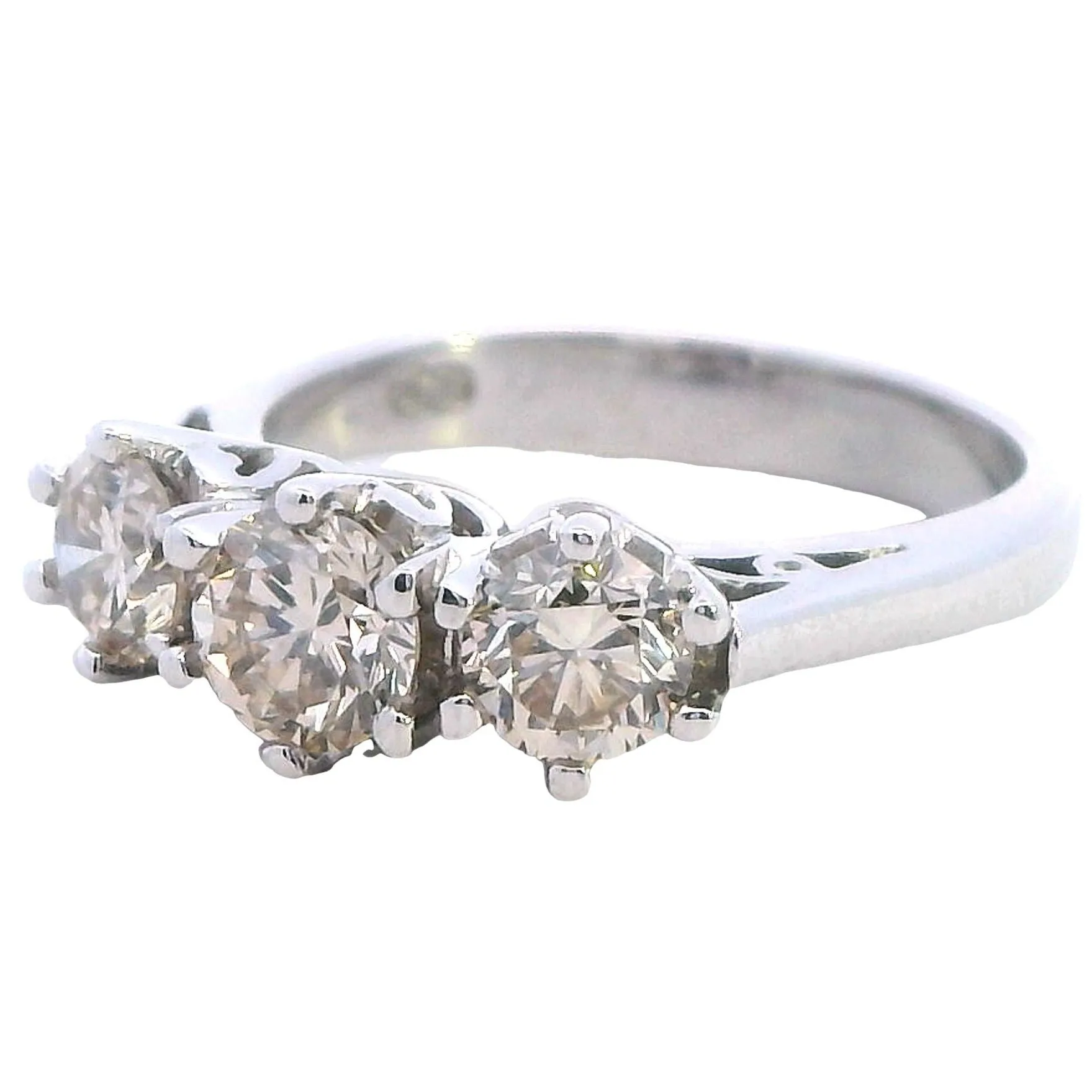 "Radiant Elegance: Exquisite 18ct White Gold Diamond Trilogy Ring"