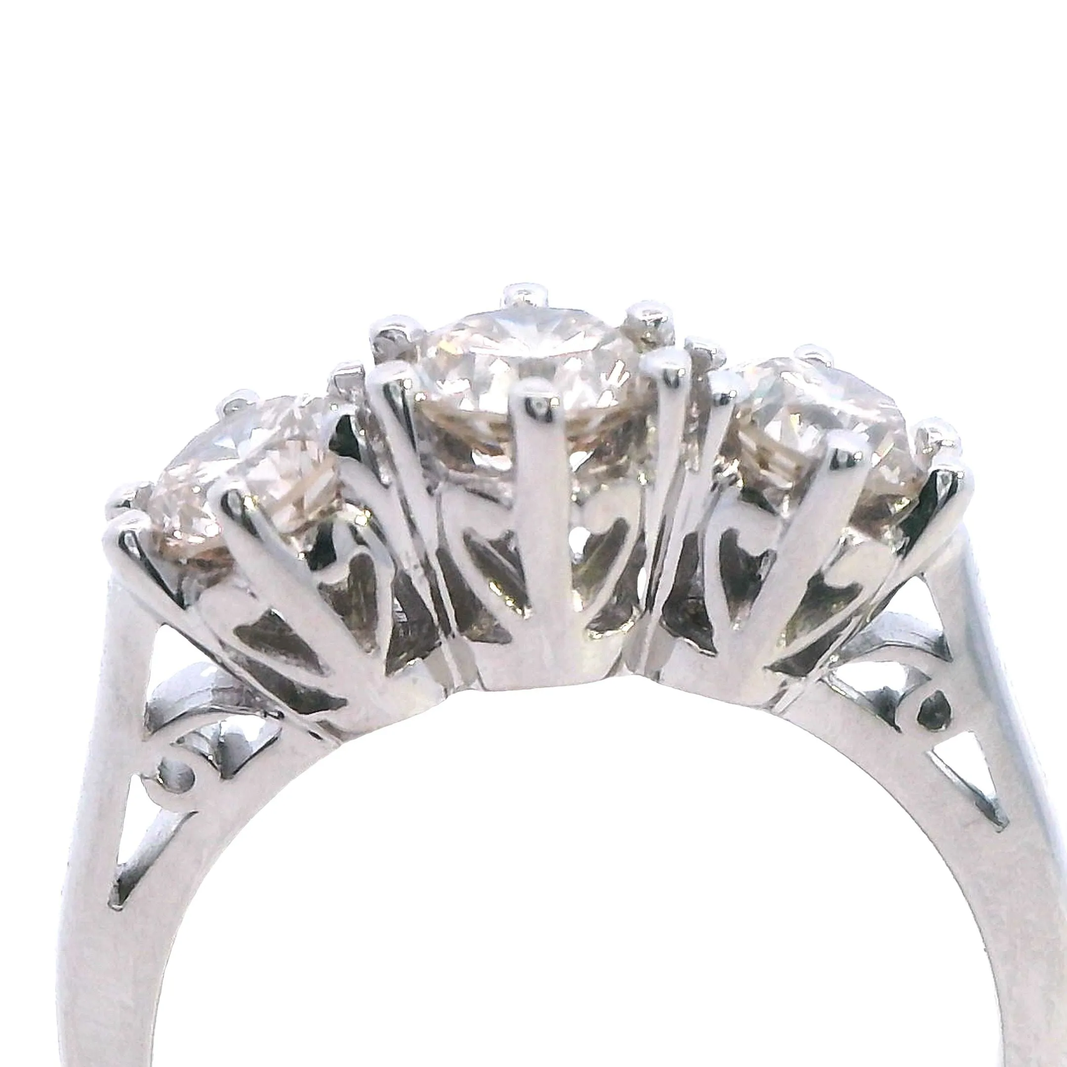 "Radiant Elegance: Exquisite 18ct White Gold Diamond Trilogy Ring"