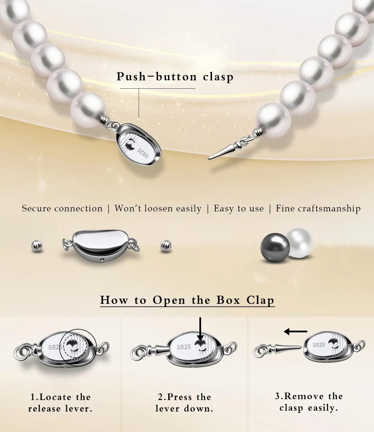 Raneecoco HYPER LUSTER Sterling Silver Round Simulated Pearl Necklace for Women | Dainty Pearl Necklace Gift Ready for Wedding
