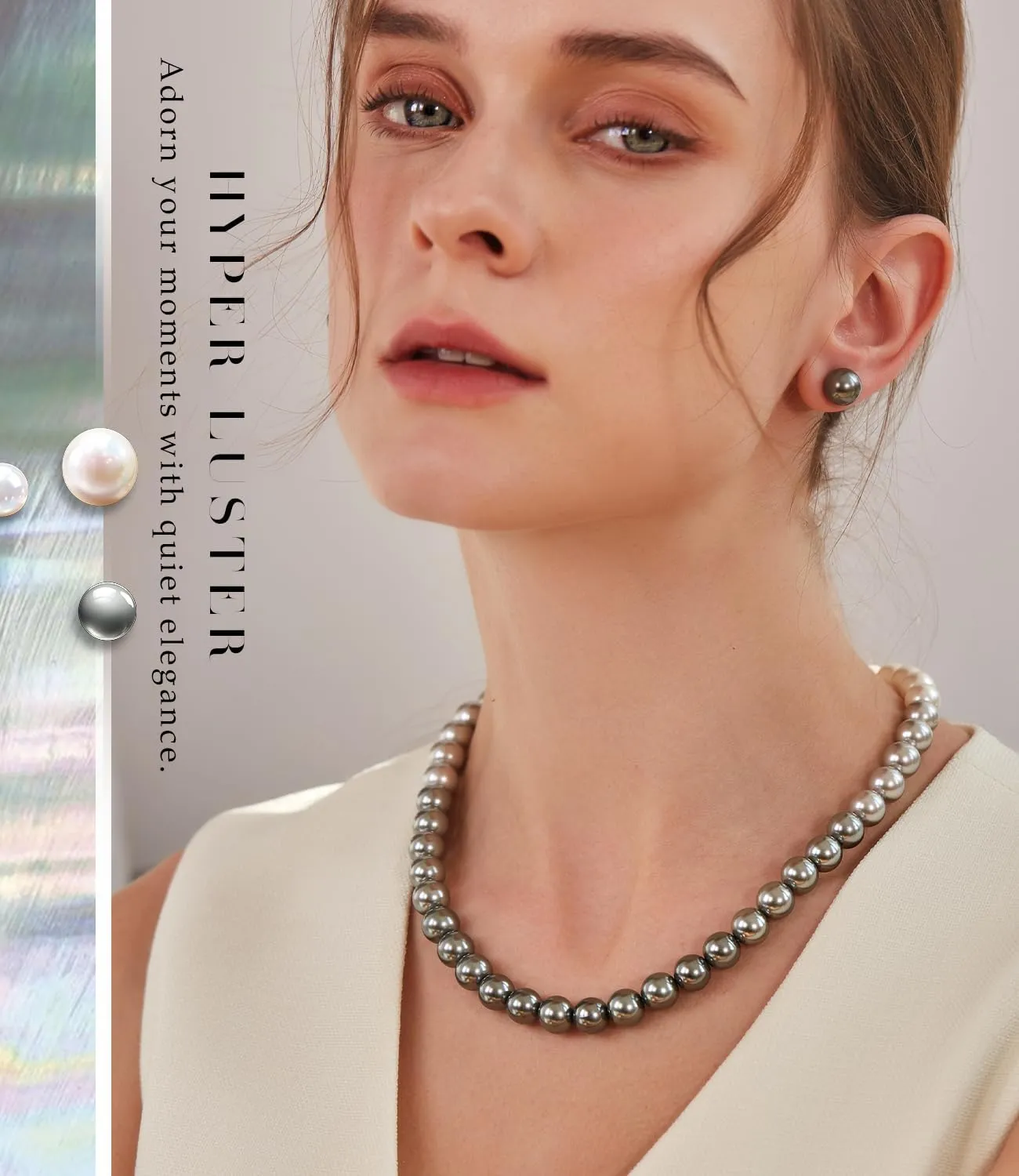 Raneecoco HYPER LUSTER Sterling Silver Round Simulated Pearl Necklace for Women | Dainty Pearl Necklace Gift Ready for Wedding