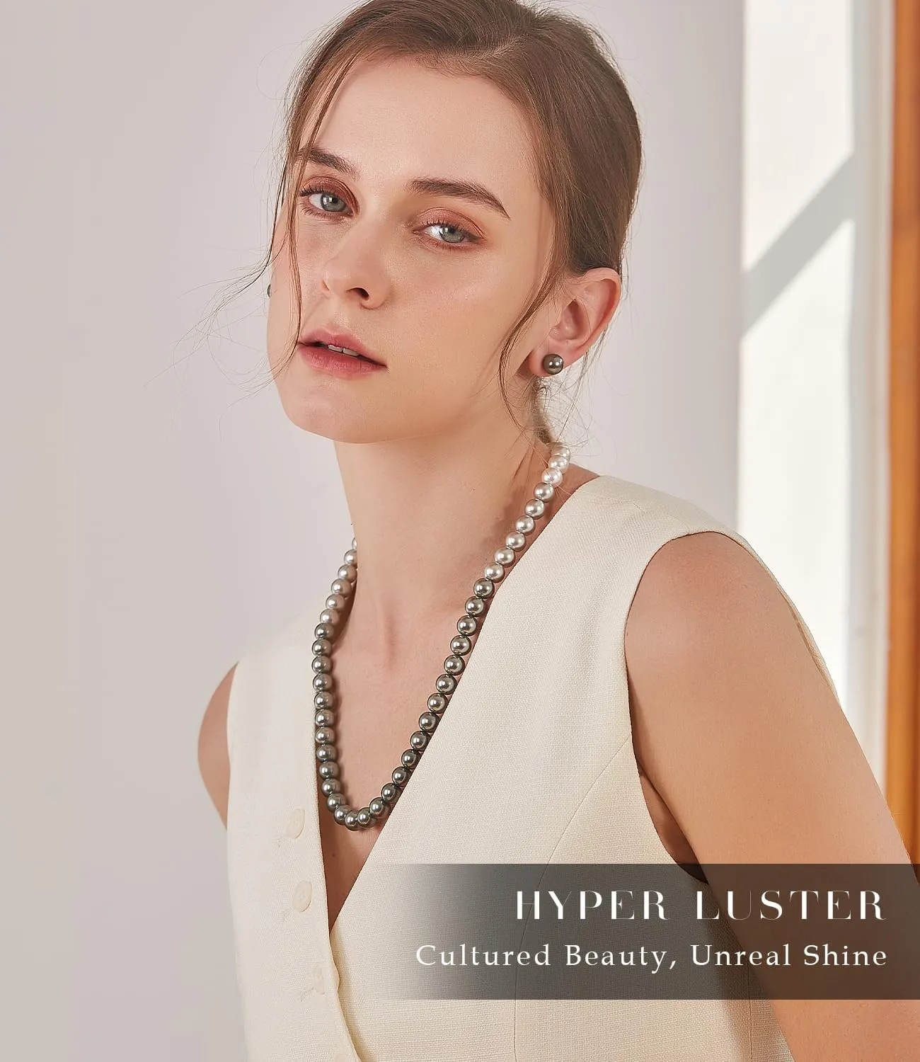 Raneecoco HYPER LUSTER Sterling Silver Round Simulated Pearl Necklace for Women | Dainty Pearl Necklace Gift Ready for Wedding