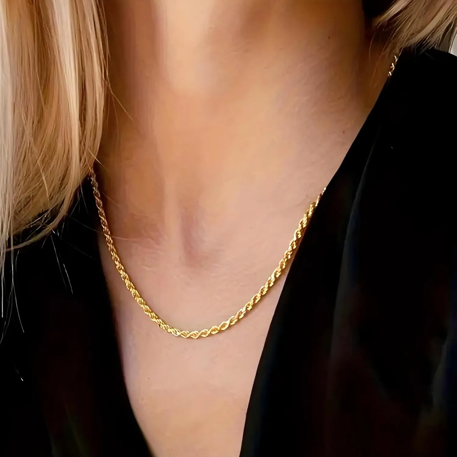 Real 14K Yellow Gold Solid Rope Chain Necklace for Women and Men Jewelry with Lobster Clasp, 1.55-3.05mm, 16-30inch