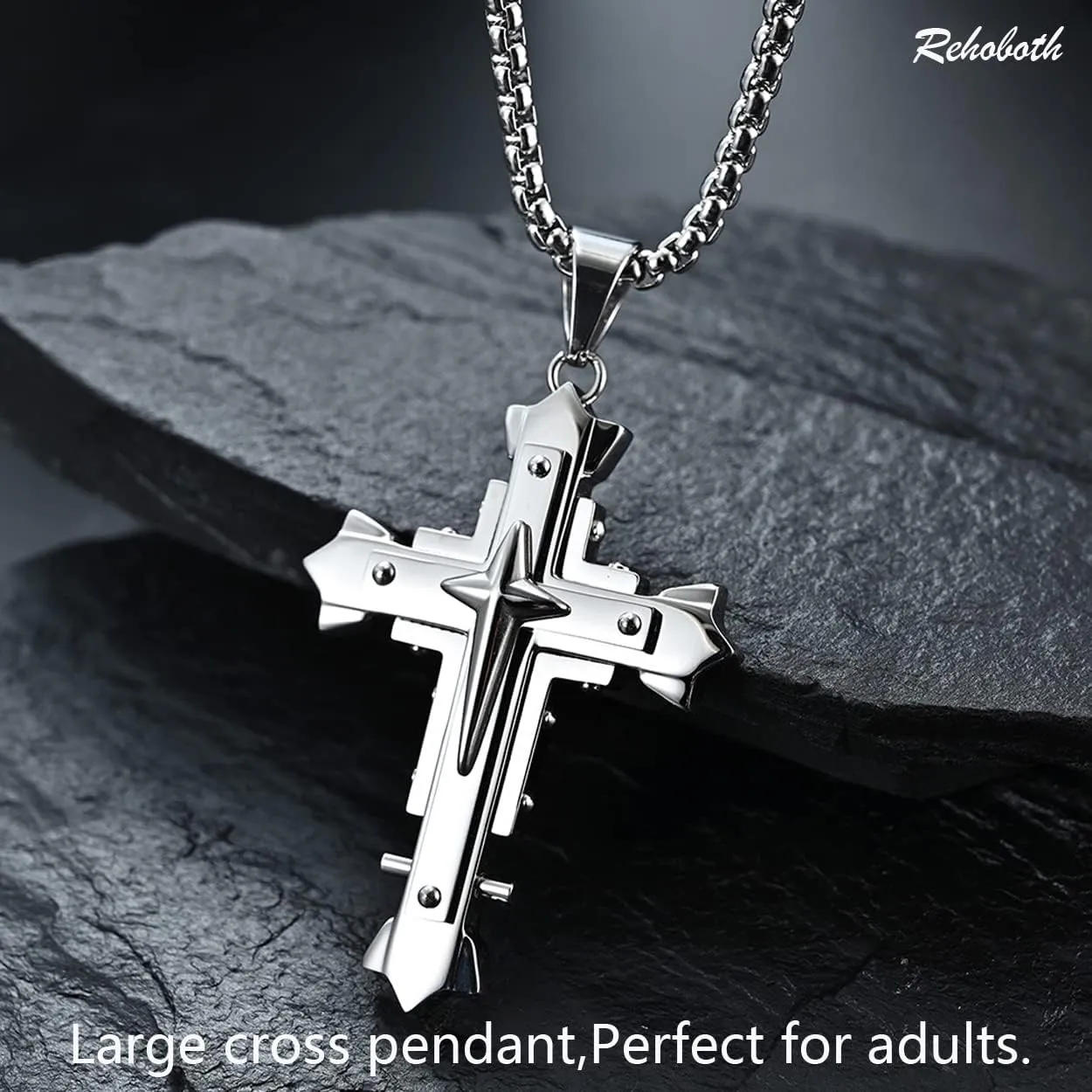 Rehoboth Stylish Holy Stainless Steel Cross Pendant Necklace for Women Men 24" Chain