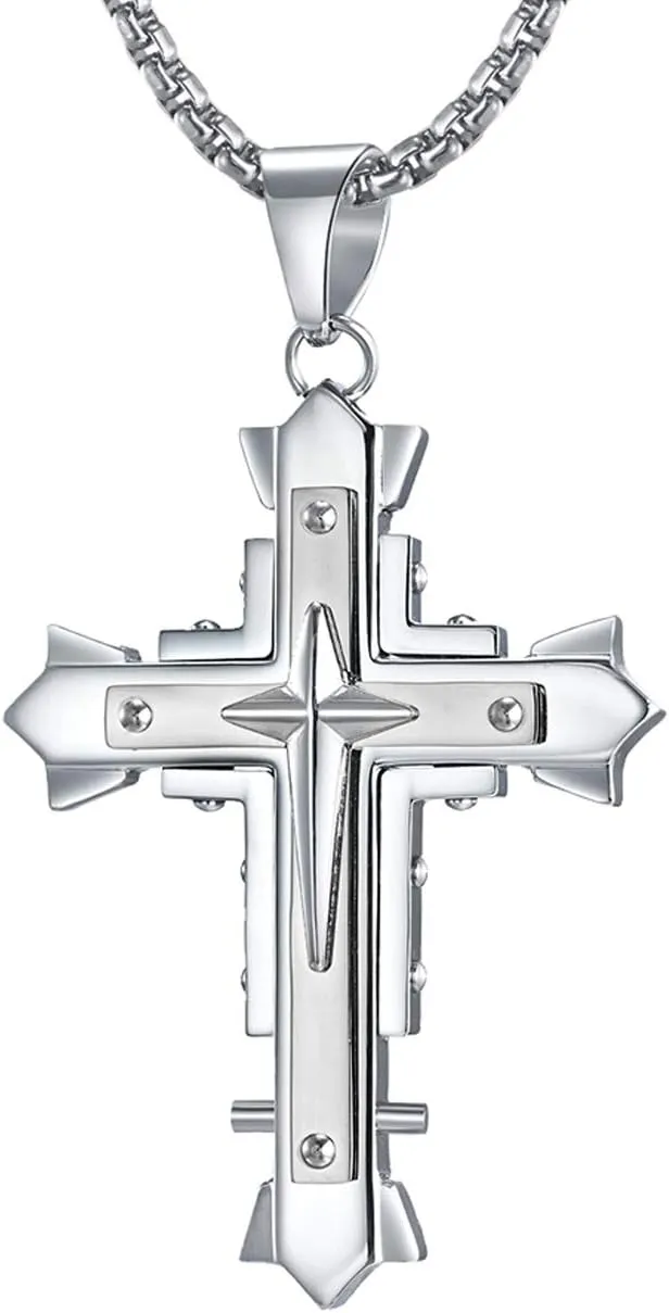 Rehoboth Stylish Holy Stainless Steel Cross Pendant Necklace for Women Men 24" Chain