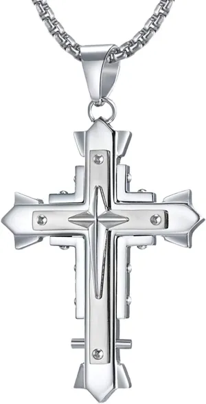 Rehoboth Stylish Holy Stainless Steel Cross Pendant Necklace for Women Men 24" Chain