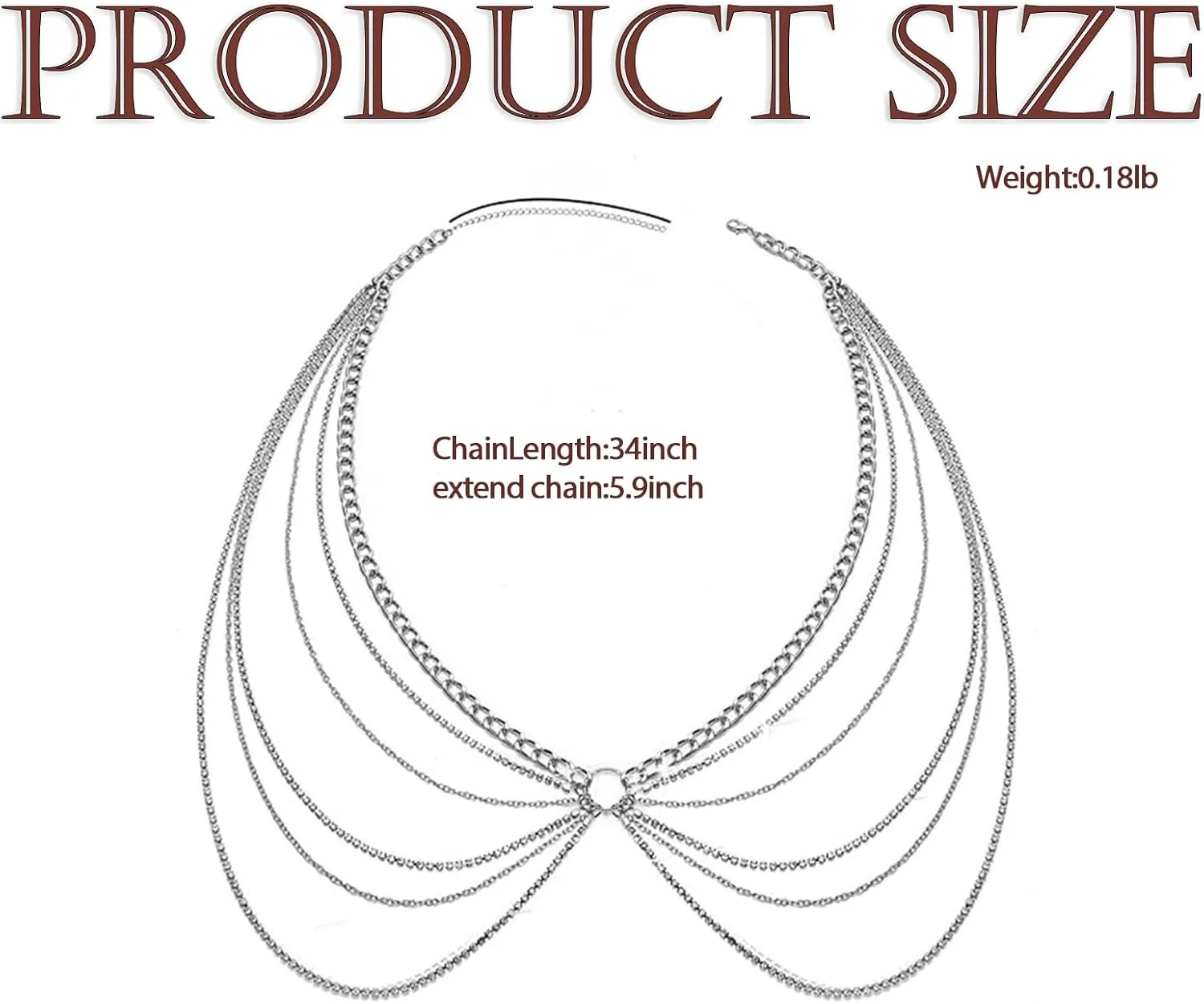 Rhinestone Body Chain Jewelry for Women - Adjustable Waist & Belly Chains, Layered Silver Bikini Beach Accessories, Festival Rave Party Jewelry