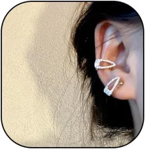 Rhinestone Ear Cuff Non Pierced Cuffs Hoop Huggie Earrings for Women Geometric Triangle Zirconia Sparkling Clip On Cartilage Earrings Jewelry