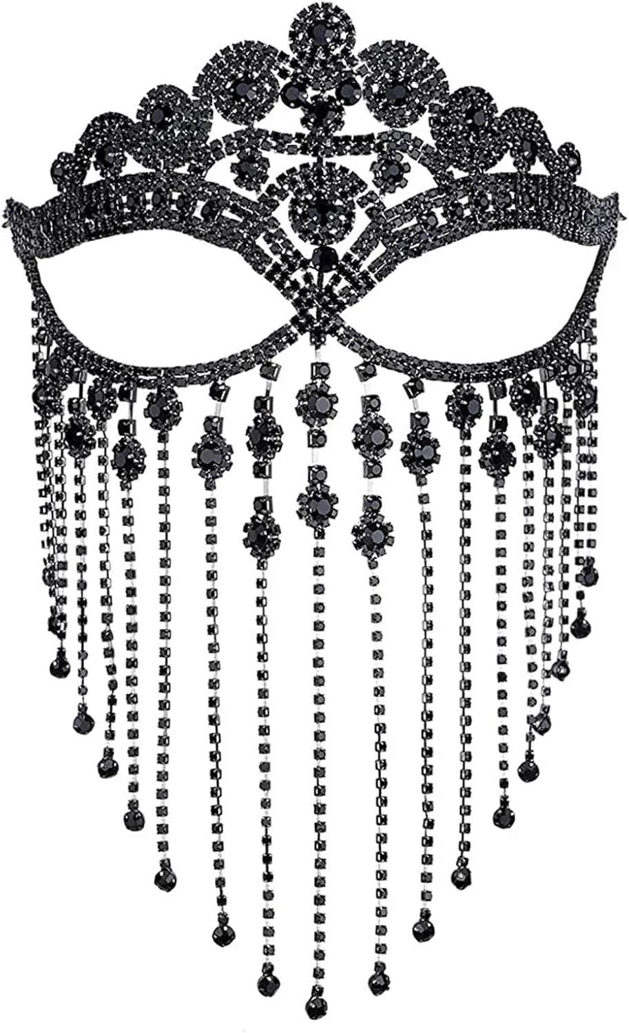 Rhinestone Tassel Veil Masks Forehead Chain Rave Crystal Eye Face Chains Mask Dance Costume Sexy Face Jewelry for Women