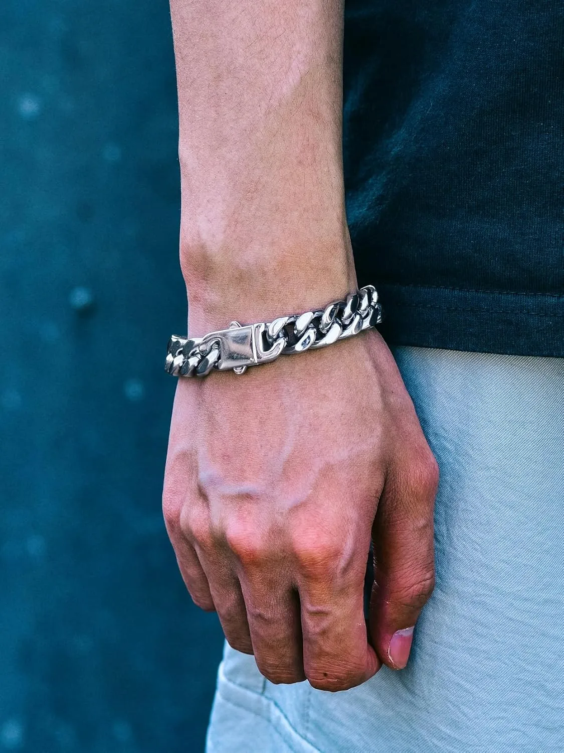 Richsteel 5/7/9/12mm Wide Miami Cuban Link Chain Bracelet for Men Women,Father's Day Stainless Steel Chain Bracelet,7.4/8.2/9 Inch Length,Hip Hop Urban Street-wear Jewelry
