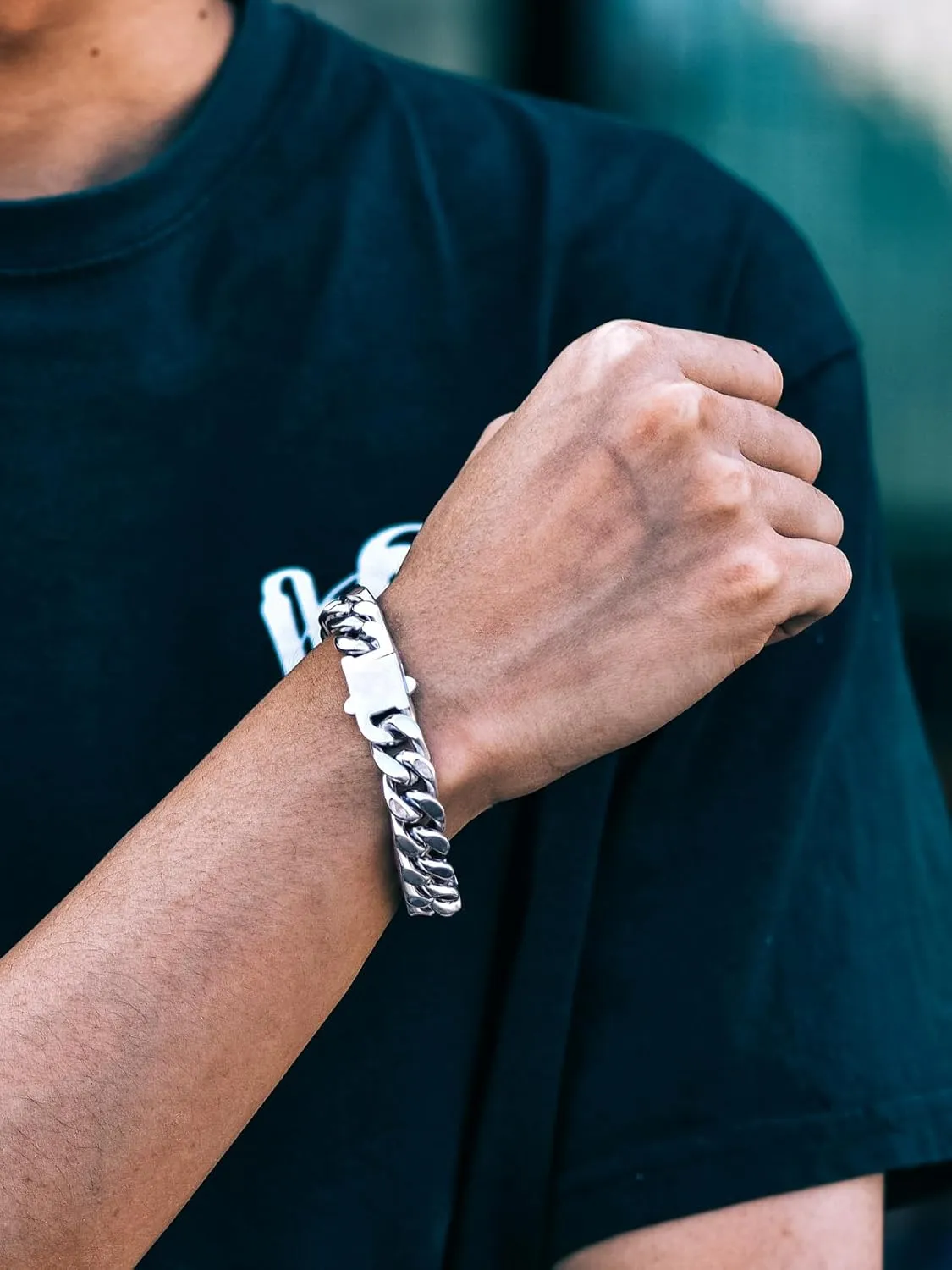 Richsteel 5/7/9/12mm Wide Miami Cuban Link Chain Bracelet for Men Women,Father's Day Stainless Steel Chain Bracelet,7.4/8.2/9 Inch Length,Hip Hop Urban Street-wear Jewelry