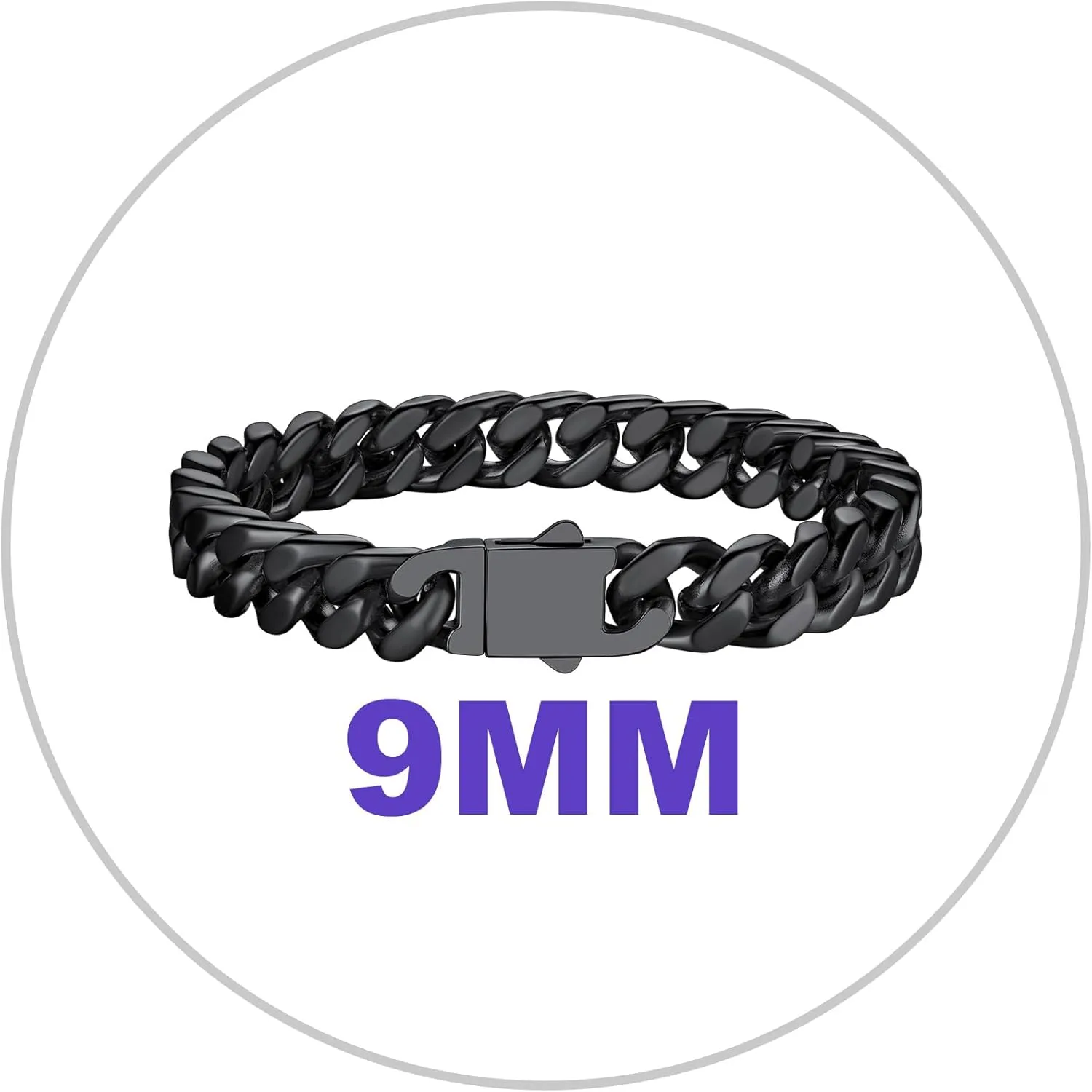 Richsteel 5/7/9/12mm Wide Miami Cuban Link Chain Bracelet for Men Women,Father's Day Stainless Steel Chain Bracelet,7.4/8.2/9 Inch Length,Hip Hop Urban Street-wear Jewelry
