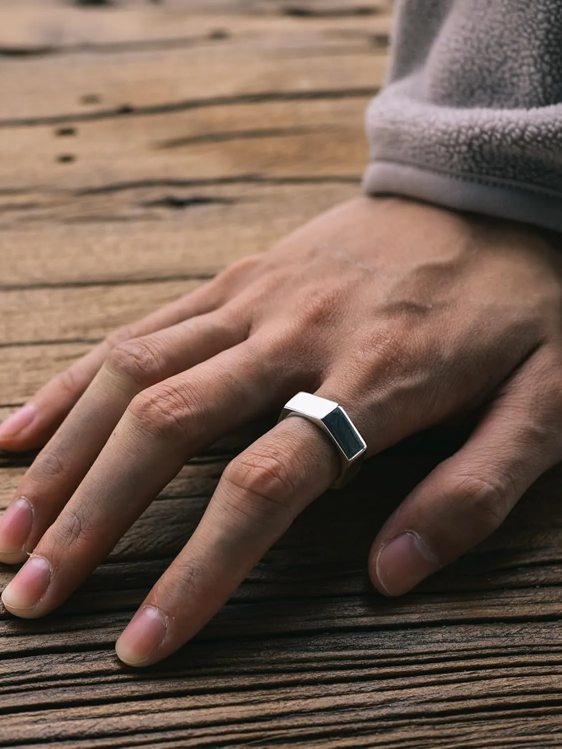 Richsteel Hexagon Stainless Steel Rings for Men - Modern Geometric 7MM Wide Men's Ring Jewelry in Silver/Black/Gold (Size 7-14)