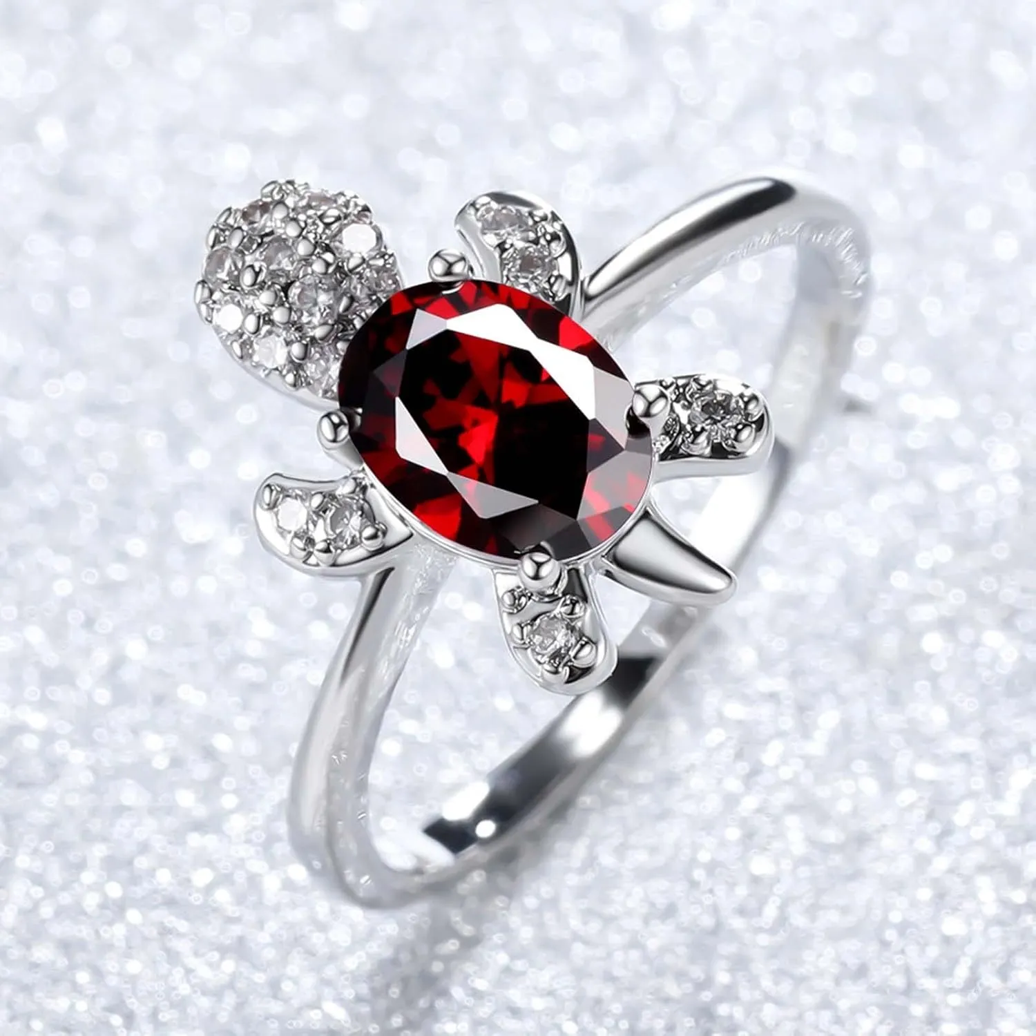 Rings for Women, Rings for Teen Girls Couple Ring Turtle Shape Rhinestones Jewelry Exquisite Bright Luster Ring Mens Rings for New Year Gift Valentine's Day Gift